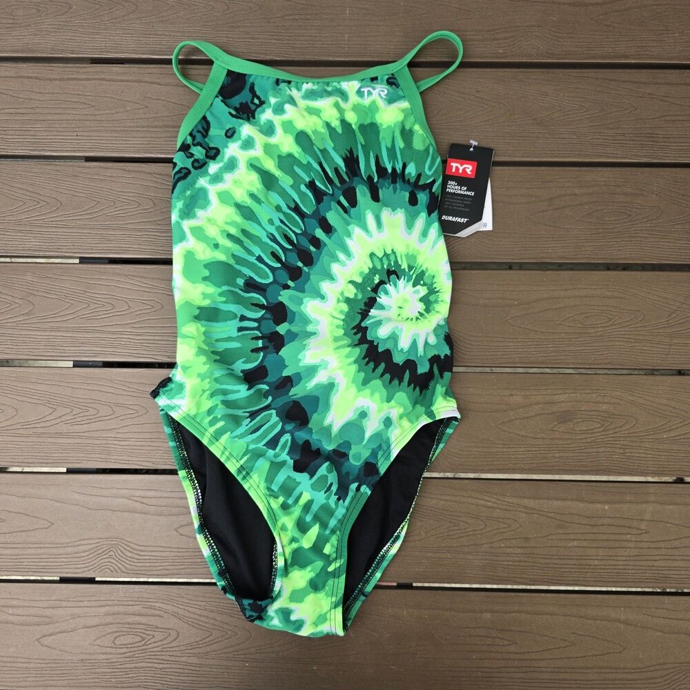 TYR Durafast Elite Women Bohemian Green Diamondfit One Piece Swim Sz 36 New